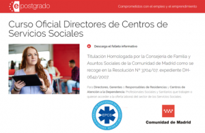 XII convocatoria del Curso Oficial Directores de Centros de Servicios Sociales